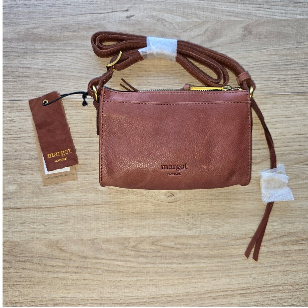 Margot New York Women Wallet Crossbody Leather Brown Aiden Wallet On String